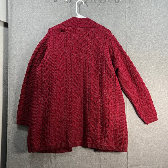 Aran Craft Petite Merino Wool Open Front Cardigan Sweater Wine Berry XLP - Picture 2 of 8